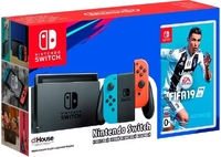 Игровая приставка Nintendo Switch Rev.1 неоновый красный/неоновый синий + Fifa 19