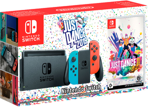 Игровая приставка Nintendo Switch  «неоновый красный/неоновый синий» обновленная версия + Just Dance 2020