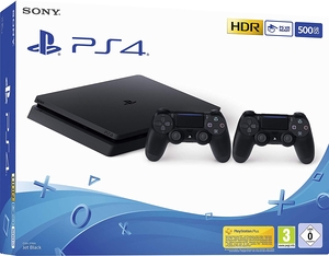 Игровая приставка Sony PlayStation 4 Slim 500 ГБ HDD, черный + 2-ой джойстик DualShock