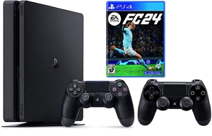 Игровая приставка Sony PlayStation 4 Slim 500 ГБ HDD, черный + 2 геймпада + FIFA 24